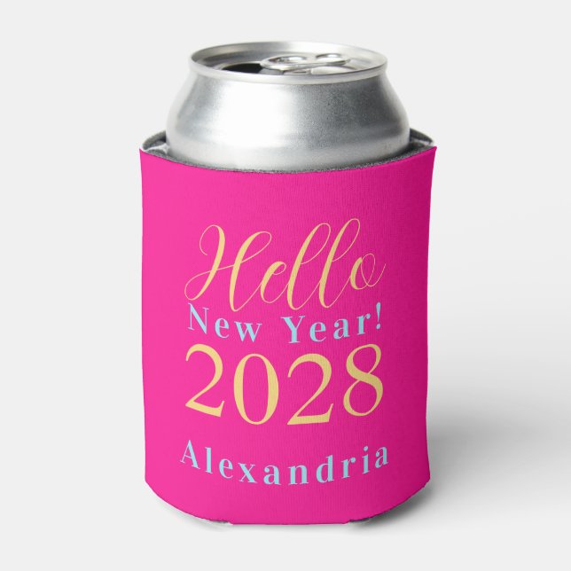 Silvester Party Personalisiert heiß rosa Dosenkühler (Kanne Vorderseite)