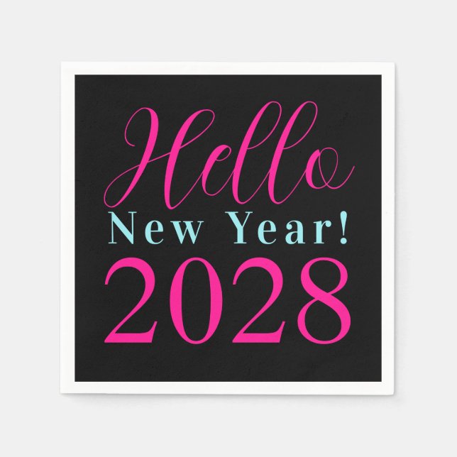 Silvester Party schwarz-heiß-rosa Serviette (Vorderseite)