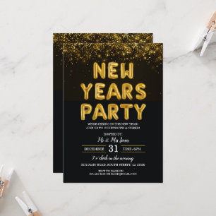 Silvester Party Schwarz und Gold Einladung