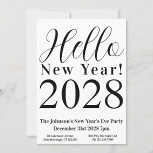 Silvester Party Schwarz-Weiß Einladung