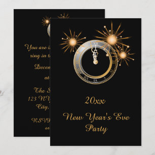 Silvester Party Uhr Einladung