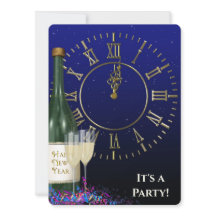Silvester Party Uhr und Champagner