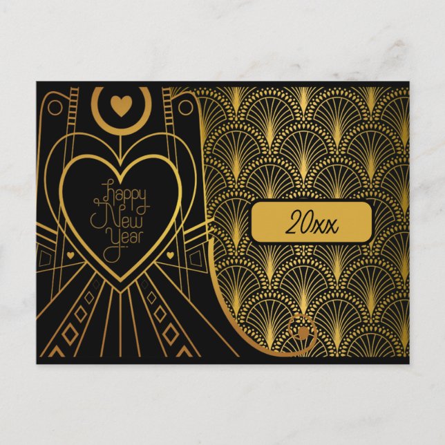 Silvester Party Vintag Art Deco Einladung Postkarte (Vorderseite)