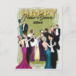 Silvester Party Vintag Art Deco Einladungspostkarte