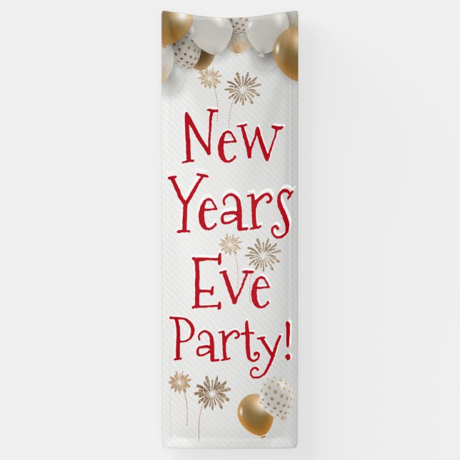 Silvester Party, Zeichen, Gold, Weiß, Banner (Vertikal)