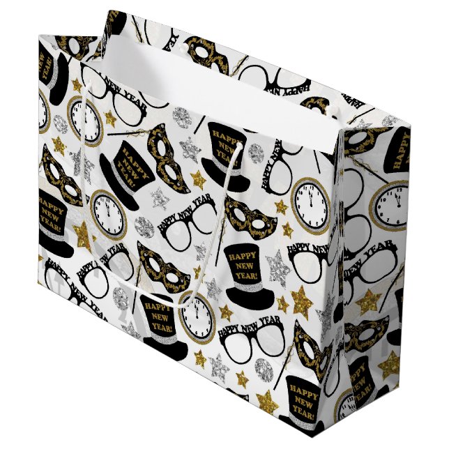Silvester-Partymischmustertasche Große Geschenktüte (Vorderseite Schrägansicht)