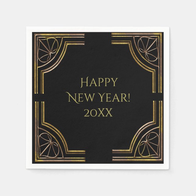 Silvester Schwarzes Gold Serviette (Vorderseite)