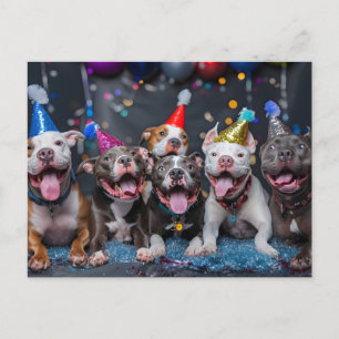 Silvester und die Feiertage mit Pitbull-Hunden fei Einladungspostkarte