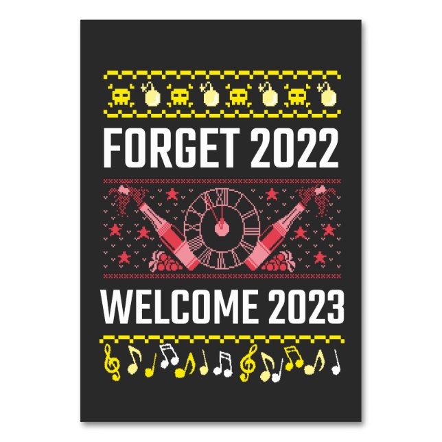 Silvester Vergessen 2022 Begrüßung 2023 Tischnummer (Vorderseite)