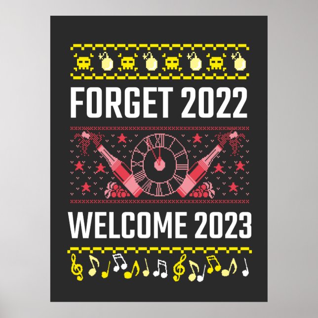 Silvester Vergessen 2022 Willkommen 2023 T - Shirt Poster (Vorne)
