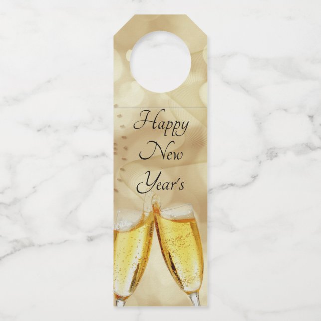 Silvesterabend mit Champagnerbrille Flaschenanhänger (Vorderseite)