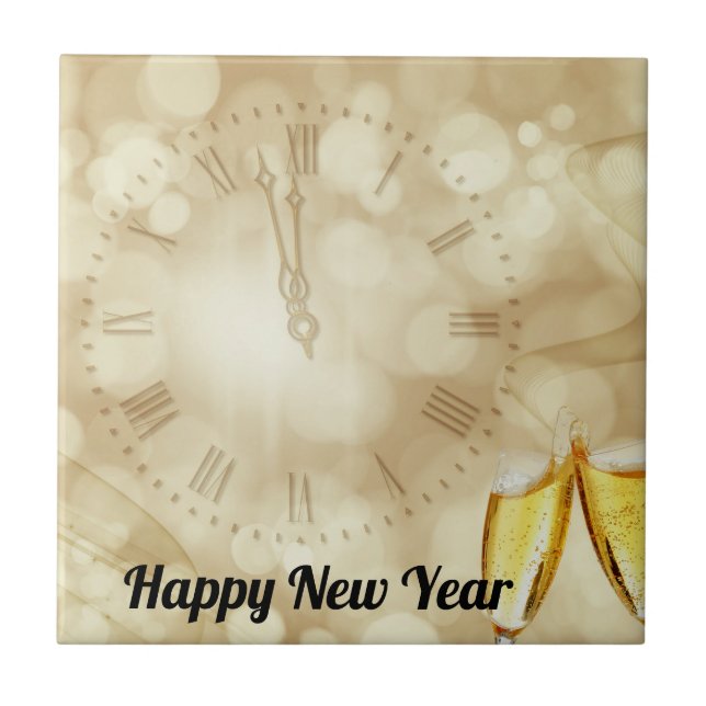 Silvesterabend mit Champagnerbrille Fliese (Vorderseite)
