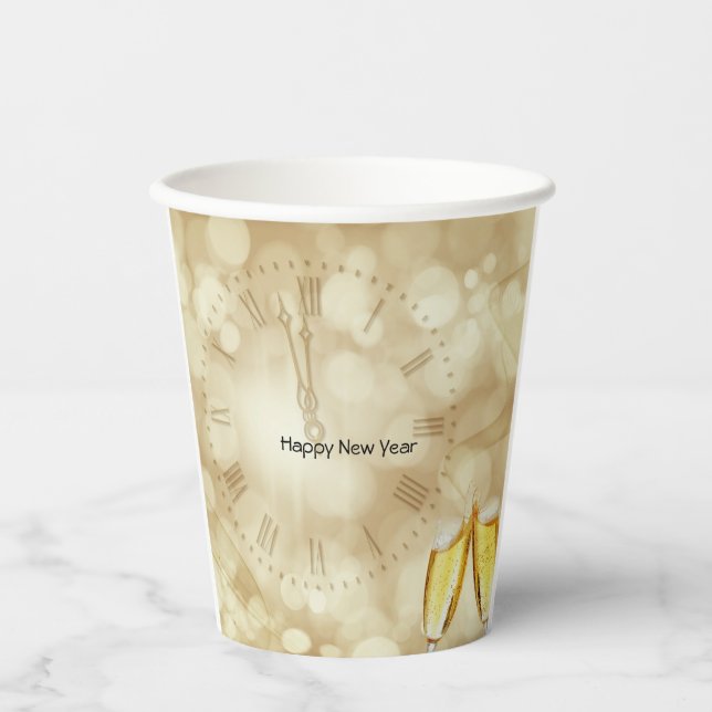 Silvesterabend mit Champagnerbrille Pappbecher (Vorderseite)
