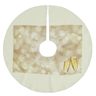 Silvesterabend mit Champagnerbrille Polyester Weihnachtsbaumdecke