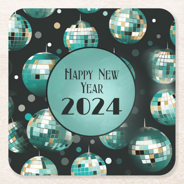 Silvesterabend-Party-Teller - Disco Ball Design Rechteckiger Pappuntersetzer (Vorderseite)