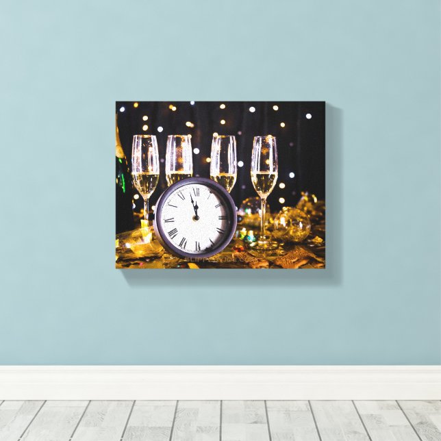 Silvesterfeier SlipperyJoe's Champagner Leinwanddruck (Insitu (Holzboden))