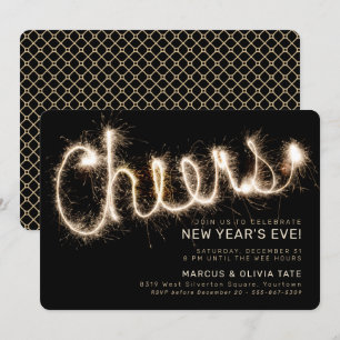 Silvesterfeiern   Schwarz & Gold Einladung