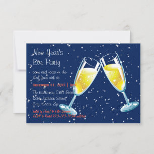 Silvesterparty Champagnergläser Nacht - 3x5 Einladung