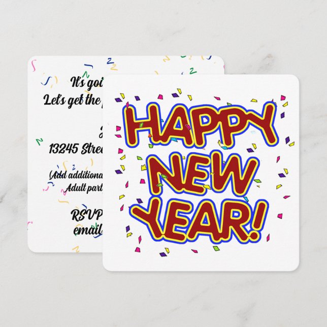 Silvesterparty Einladung (Vorne/Hinten)