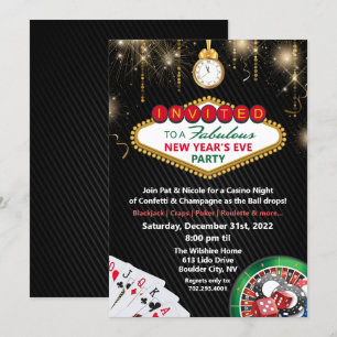 Silvesterparty-Einladung im Vegas Casino Einladung