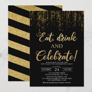 Silvesterparty-Einladung zum Essen, Trinken und Fe Einladung