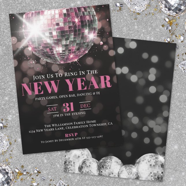 Silvesterparty in Rosa Einladung (Pink New Year's Eve Party Invitation)