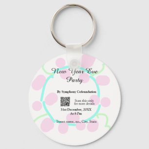 Silvesterparty-Scan-QR-RSVP-Name pink blau Schlüsselanhänger