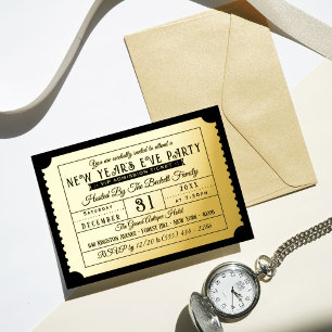 Silvesterparty-Ticket Echt Folieneinladung