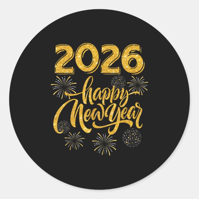 Silvesterpartybedarf 2026 Frohes Neues Jahr F Runder Aufkleber (Vorderseite)