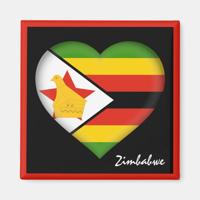Simbabwe Fahne & Herz, Urlaub in Afrika /Sport Magnet (Vorne)