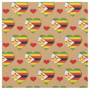 Simbabwe Flag Red Heart fashion Fabric/Simbabwe Stoff