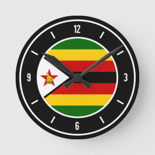 Simbabwe-Flagge Elegant Runde Wanduhr