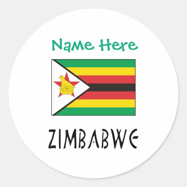 Simbabwe - Flagge - Grüne Persönlichkeit Runder Aufkleber (Vorderseite)