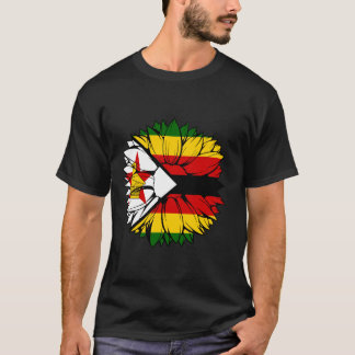 Simbabwe-Flagge Sonnenblume Simbabwische Wurzeln S T-Shirt