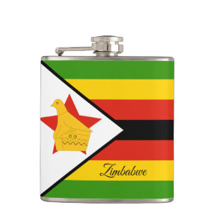 Simbabwe Flagge und Reisen - Simbabwe / Sportfans Flachmann