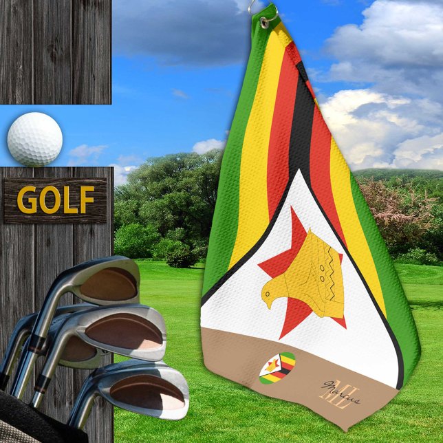 Simbabwe-Flagge und Simbabwe mit Monogramm /Afrika Golfhandtuch (Von Creator hochgeladen)