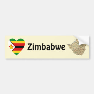Simbabwe-Flaggen-Herz + Karten-Autoaufkleber Autoaufkleber