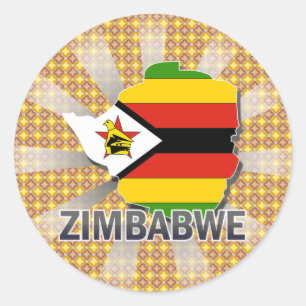 Simbabwe-Flaggen-Karte 2,0 Runder Aufkleber