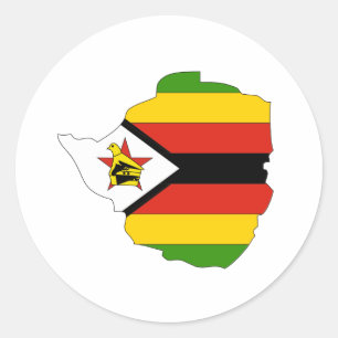 Simbabwe-Flaggenkarte Runder Aufkleber