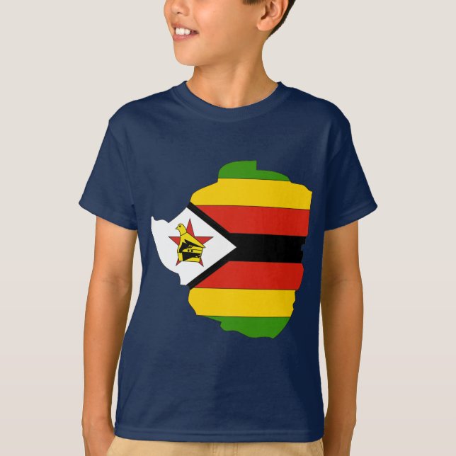 Simbabwe-Flaggenkarte T-Shirt (Vorderseite)