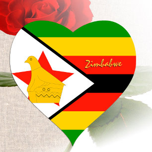 Simbabwe Herz Aufkleber, Patriotische Simbabwe Fla Herz-Aufkleber