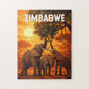 Simbabwe Illustration Reise Kunst Vintage