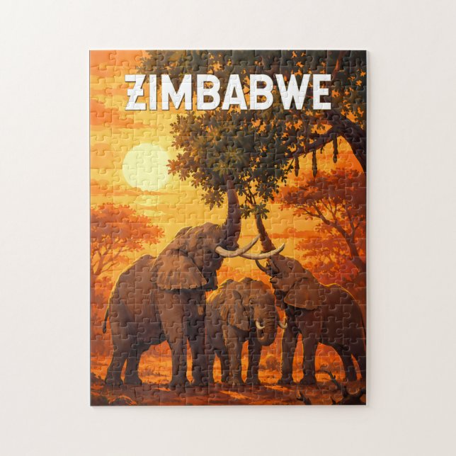 Simbabwe Illustration Reise Kunst Vintage (Vertikal)