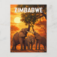 Simbabwe Illustration Reise Kunst Vintage