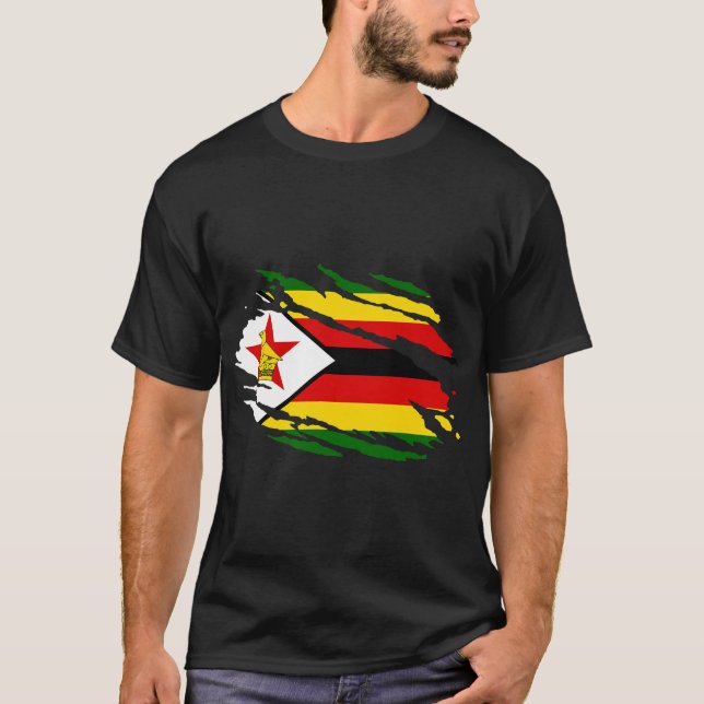 Simbabwe in meiner DNA - Simbabwische Flagge - Sto T-Shirt (Vorderseite)