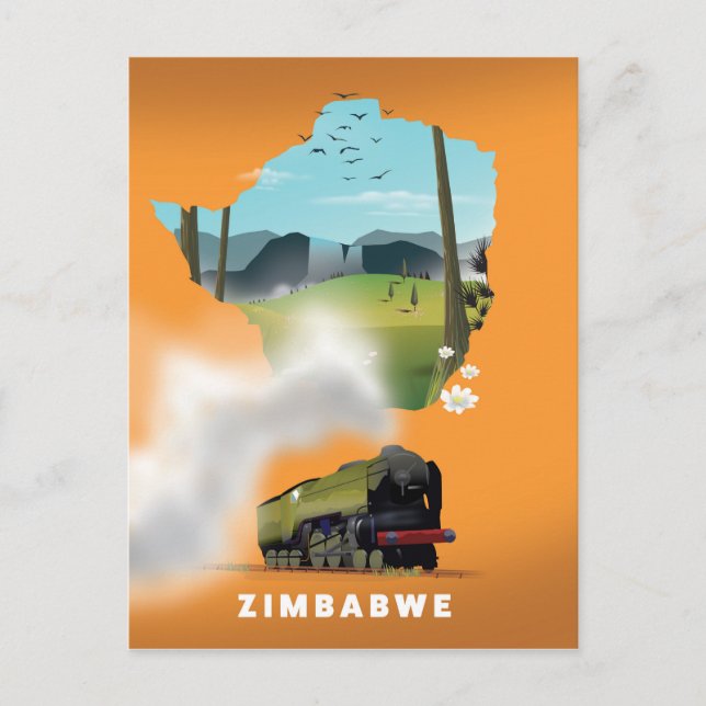 Simbabwe Karte illustriertes Reiseplakat (Vorderseite)