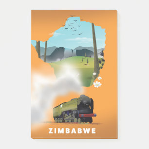 Simbabwe Karte illustriertes Reiseplakat Post-it Klebezettel
