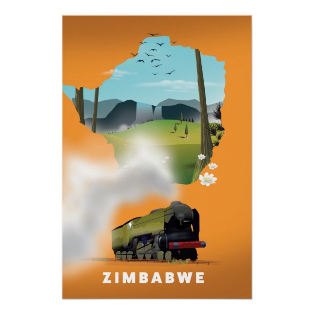 Simbabwe Karte illustriertes Reiseplakat Poster (Vorderseite)