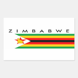 Simbabwe-Landesflaggenationssymbol-Textname Rechteckiger Aufkleber