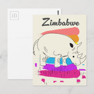 Simbabwe Retro-Reiselogo Postkarte